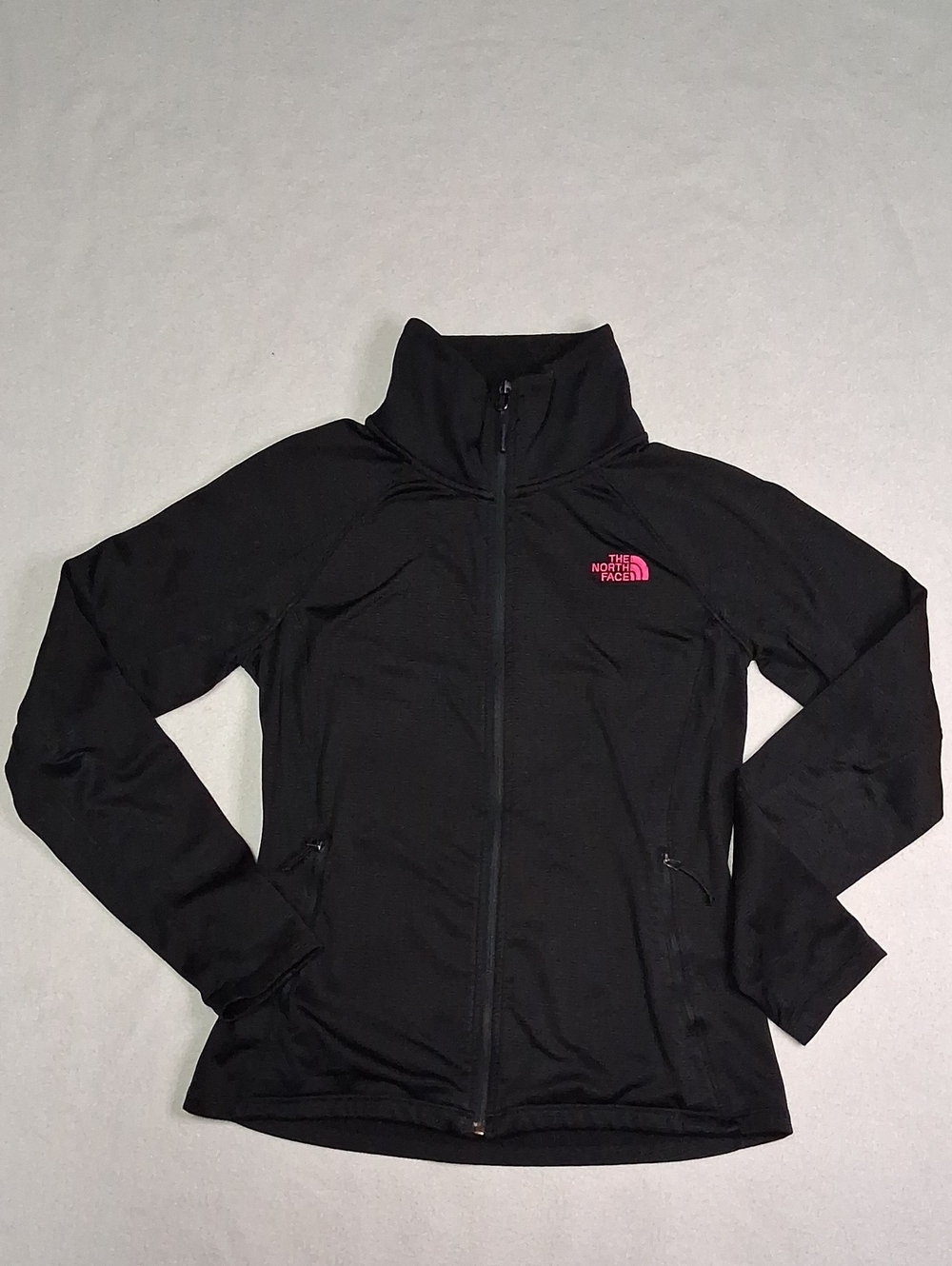 The North Face Black Full-Zip Utility Jacket with Pink Logo